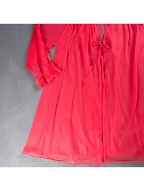 Frilly Soft Robe Intimates & Sleepwear | Vintage Sheer Red Lingerie Robe Puffy Nylon ...